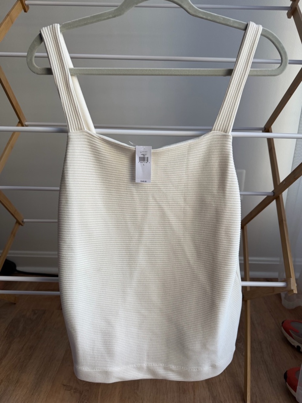 Banana Republic Cream Ribbed Square-Neck Tank